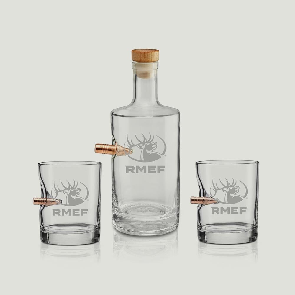 RMEF Decanter and Rocks Glasses Set